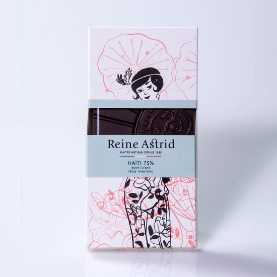 Reine Astrid Tablette Chocolat Noir 75% Pure Origine Haïti Bio 75g