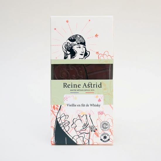 Reine Astrid Tablette Chocolat Noir 75% Vieillie fût de whisky 75g