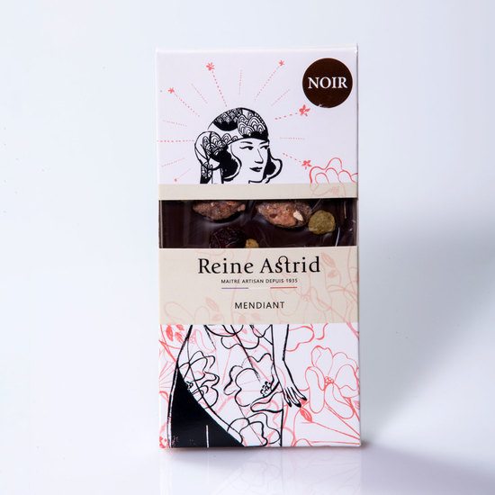 Reine Astrid Tablette Chocolat Noir 60% Mendiant 100g