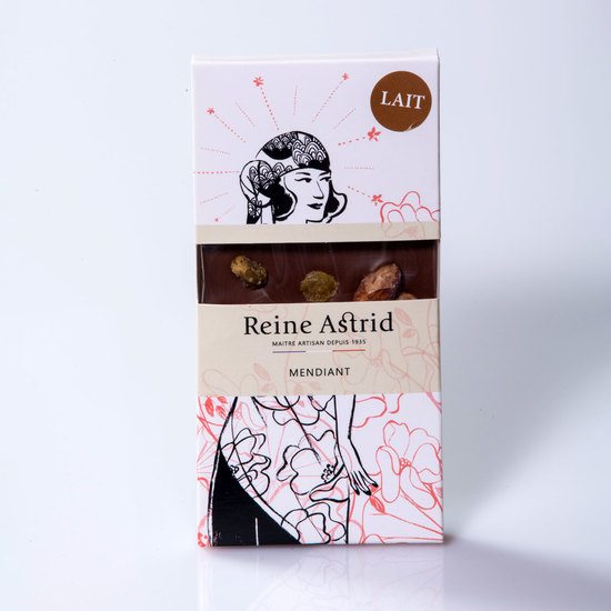 Reine Astrid Tablette Chocolat Lait 42% Mendiant 100g